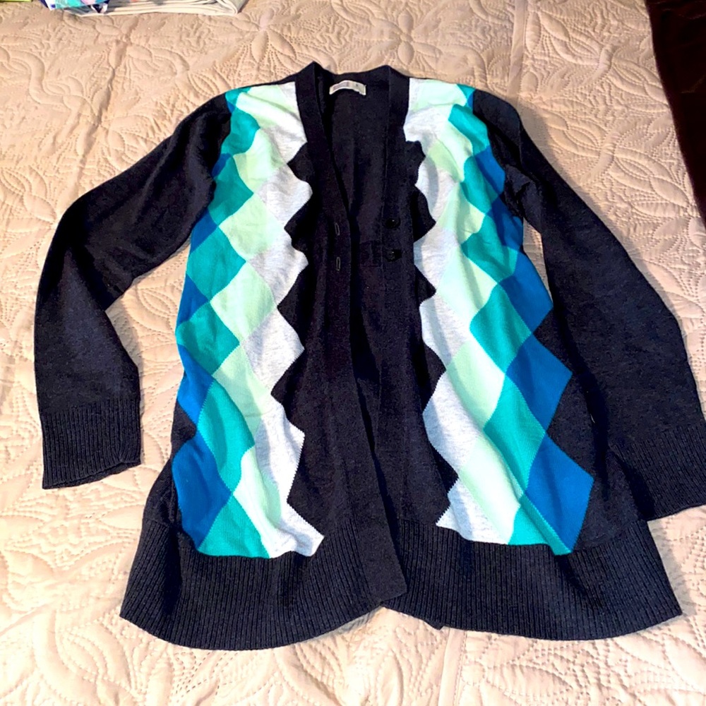 Old Navy Argyle Cardigan Sweater